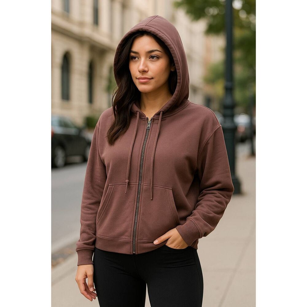 90 Degree by Reflex Zip Hoodie Mocha Taupe XL NWT Soft Fleece Athleisure